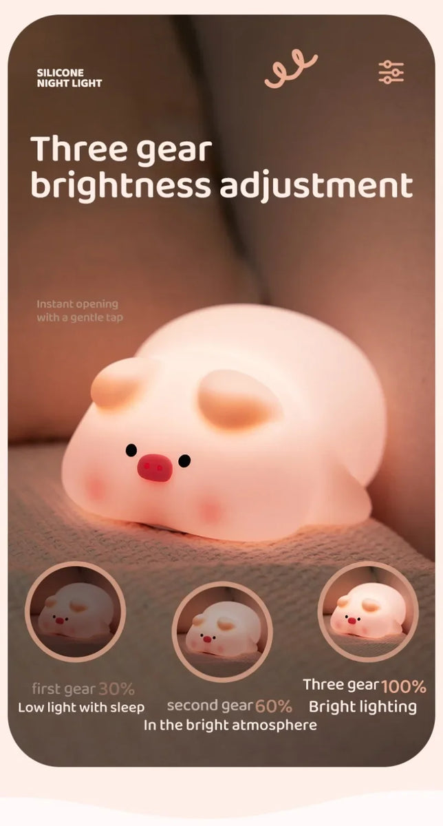 Cute Pink Piggy Night Light