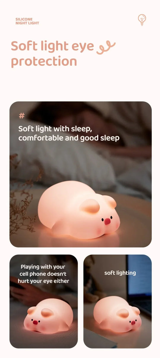 Cute Pink Piggy Night Light