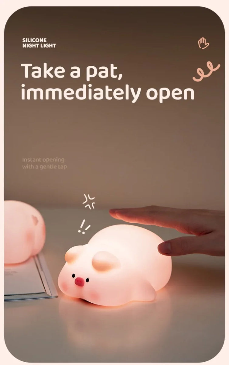 Cute Pink Piggy Night Light