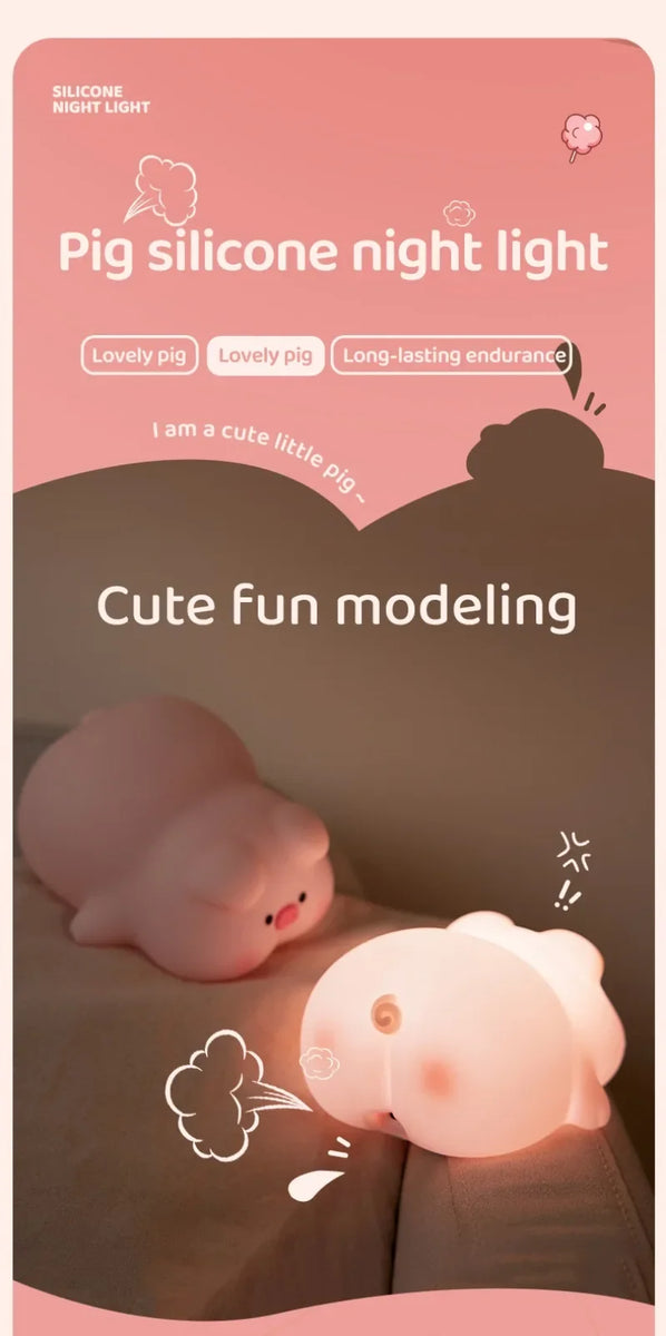 Cute Pink Piggy Night Light