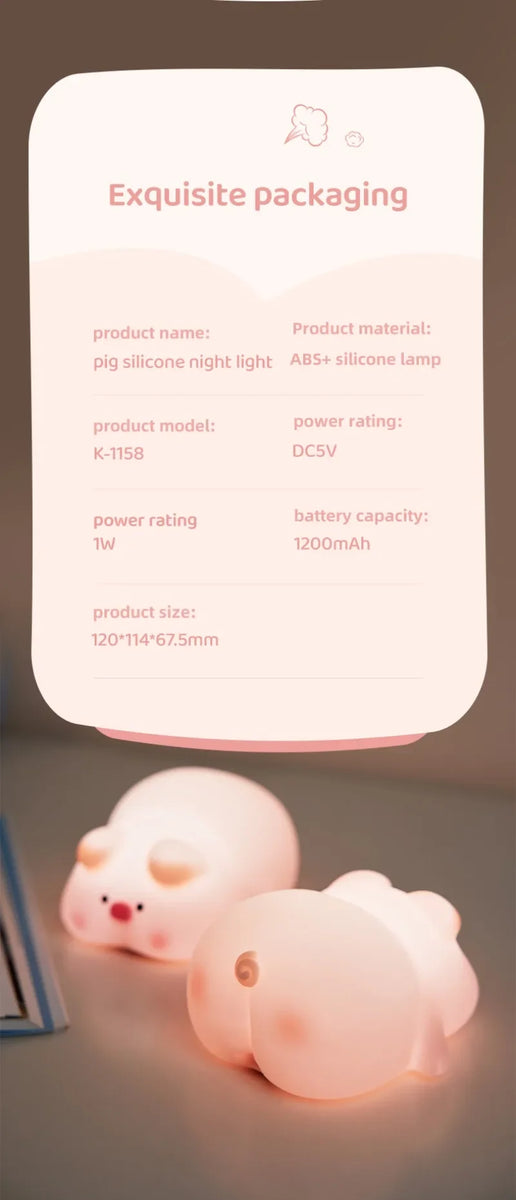 Cute Pink Piggy Night Light