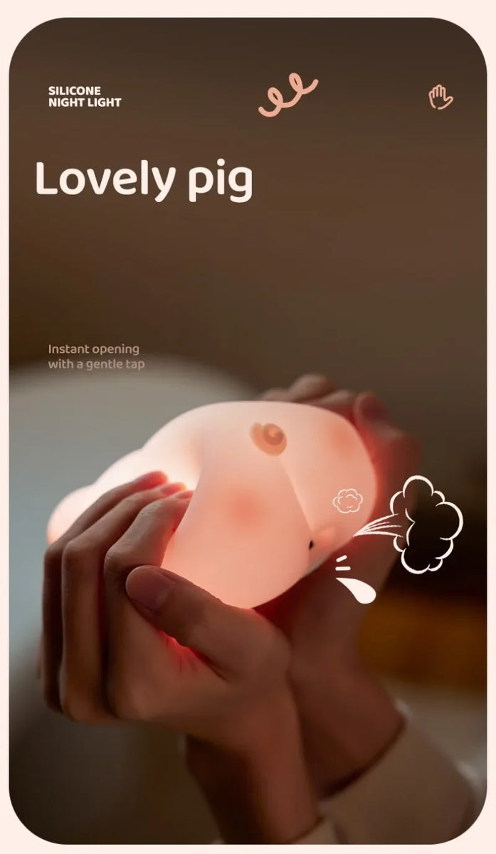 Cute Pink Piggy Night Light