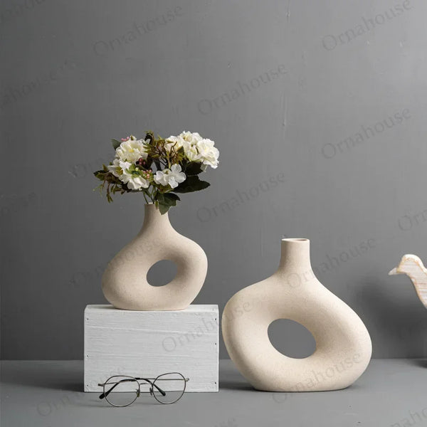 Nordic Ceramic Donut Vase