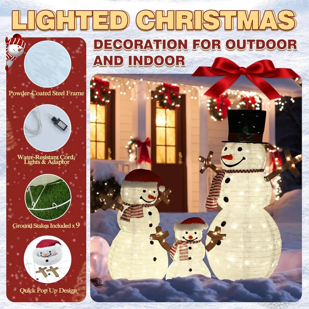 Snowman Family LED Decorations